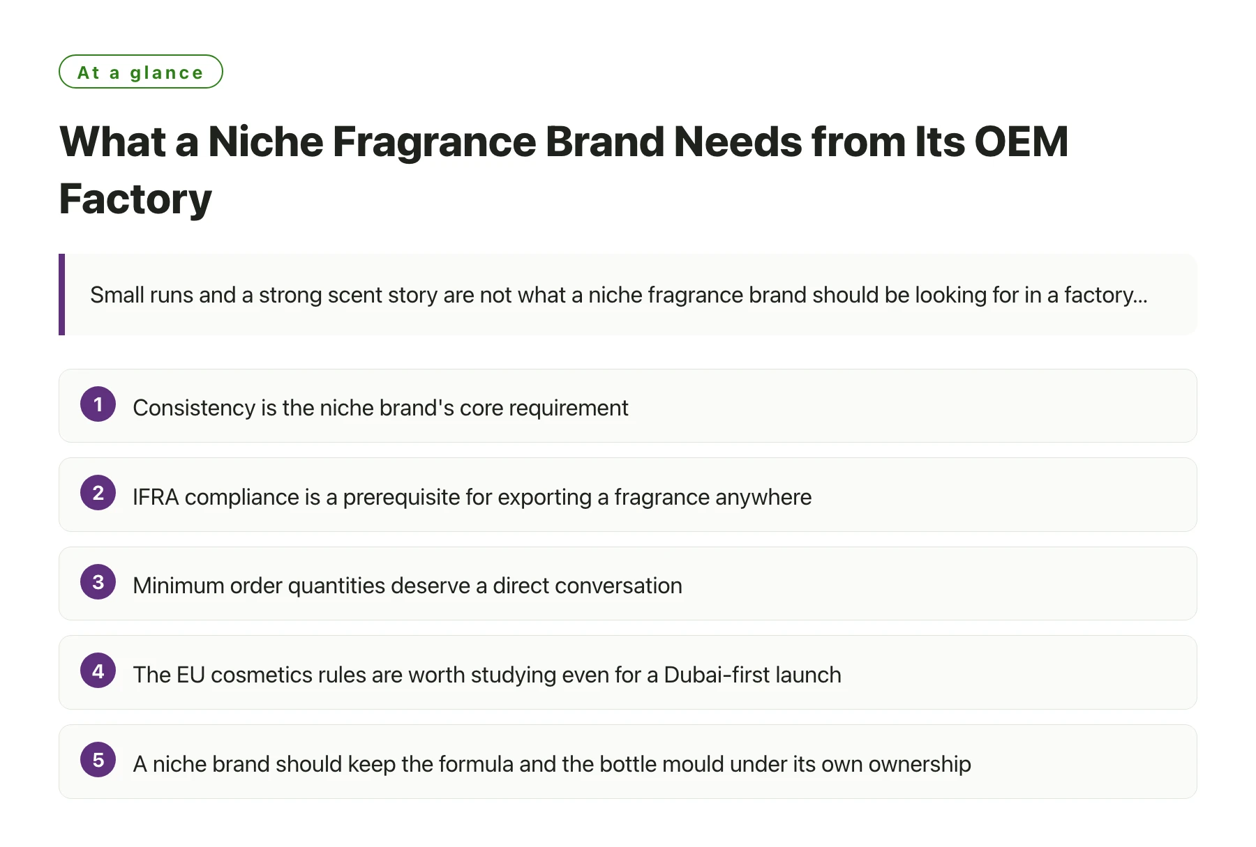What a Niche Fragrance Brand Needs from Its OEM Factory——全文要点速览